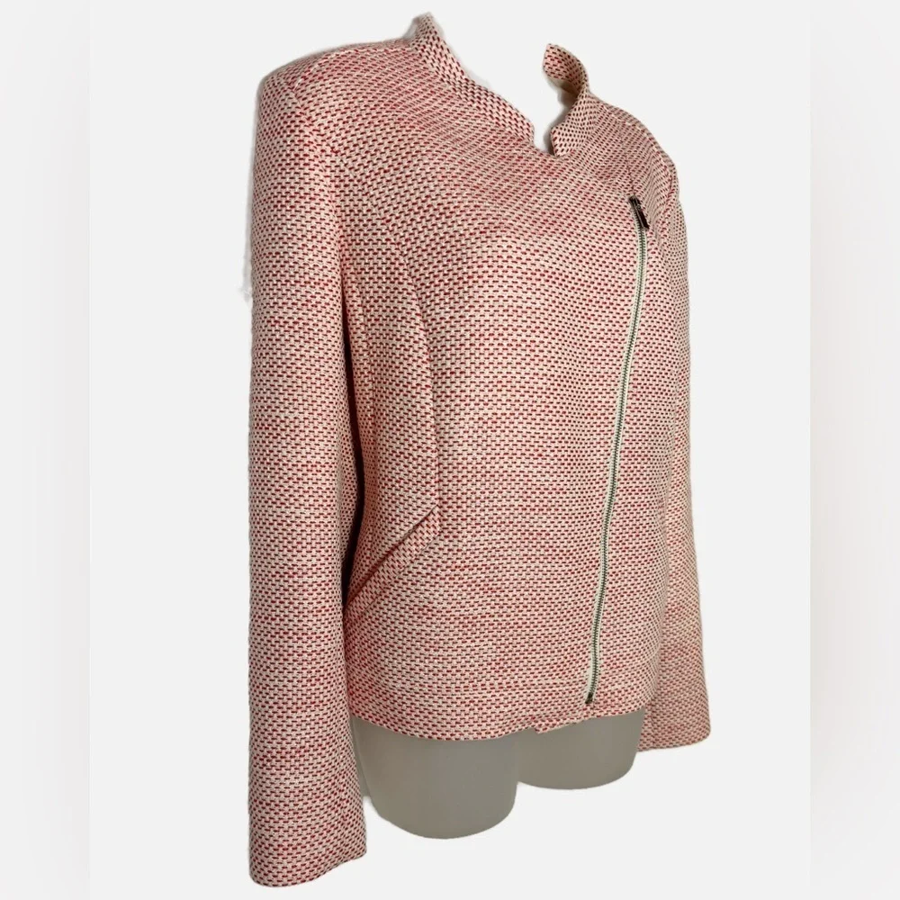 Classiques Entier | Front Zip Moto Blazer In Red Honey Tweed